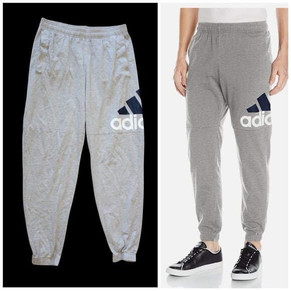 Adidas Essentials Performance Men's Jogger Logo Pants Size Medium Grey Pull on - Picture 1 of 10